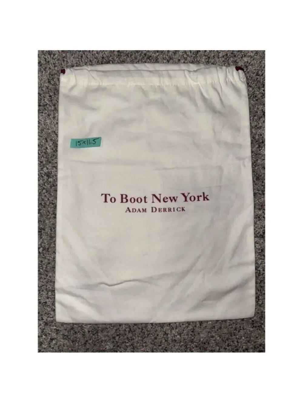 To Boot New York Adam Derrick Dust Bag Cream Red Drawstring 15x11.5